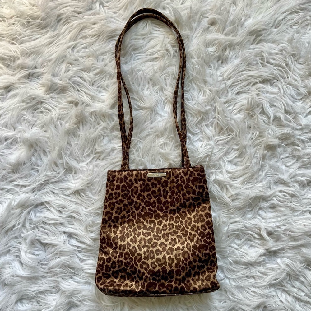 🐆 Nine West Y2K Leopard Animal Print Satin Brown Animal Print Purse Bag 🐆